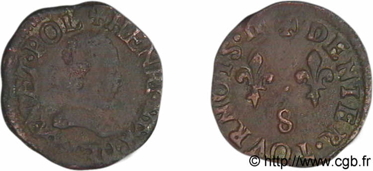 HENRY III Denier tournois, type de Troyes n.d. Troyes MB/BB