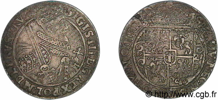 POLEN - SIGISMUND III. VASA Quart de thaler ou ort koronny 1621 Cracovie fSS