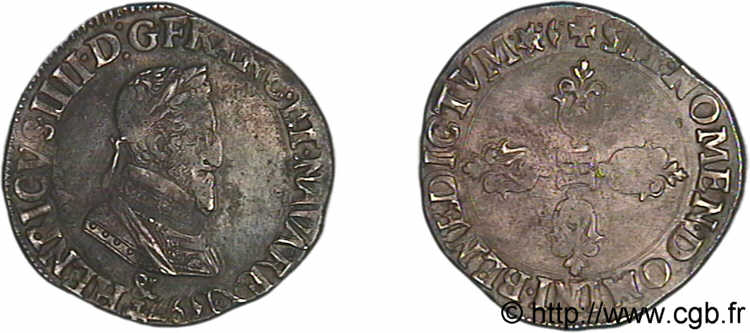 HENRY IV Demi-franc, type d Aix 1597 Aix-en-Provence fVZ