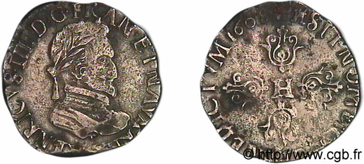 HENRY IV Demi-franc, type de Limoges 1608 Limoges MBC