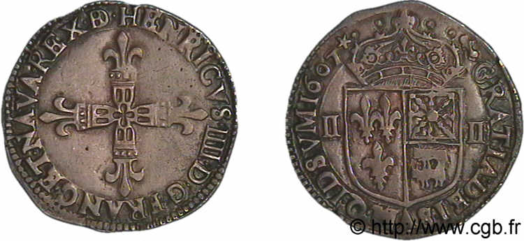HENRY IV Quart d écu de Béarn 1607 Morlaàs q.SPL