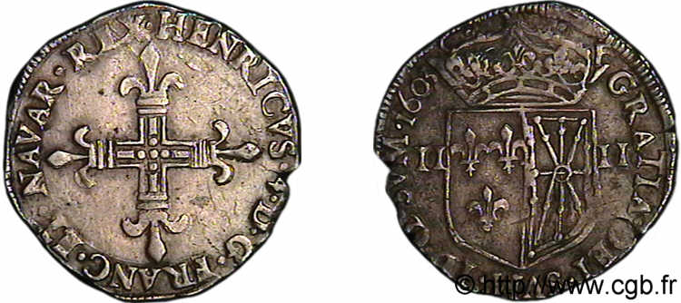 HENRY IV Quart d écu de Navarre 1603 Saint-Palais SS