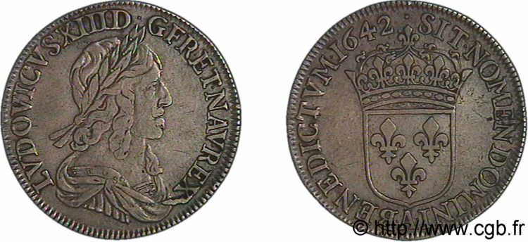 LOUIS XIII  Demi-écu, buste drapé et cuirassé (2e buste de Jean Warin) 1642 Paris, Monnaie de Matignon BB