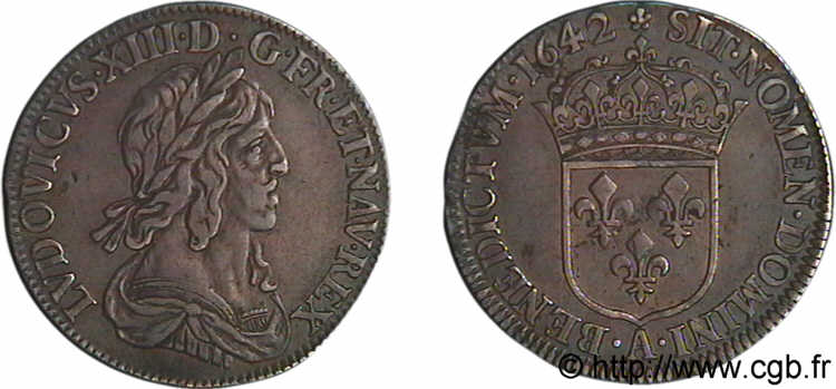 LOUIS XIII  Quart d écu, buste drapé et cuirassé (2e buste de Jean Warin) 1642 Paris, Monnaie de Matignon q.SPL