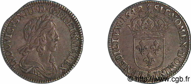 LOUIS XIII  Douzième d écu, buste drapé et cuirassé (2e buste de Jean Warin) 1642 Paris, Monnaie de Matignon XF