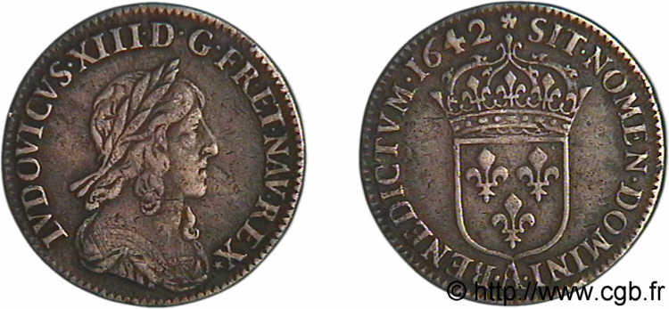 LOUIS XIII  Douzième d écu, buste drapé et cuirassé (2e buste de Jean Warin) 1642 Paris, Monnaie de Matignon XF