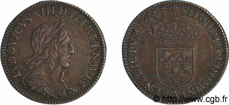 LOUIS XIII  Douzième d écu, buste drapé et cuirassé (2e buste de Jean Warin) 1643 Paris, Monnaie de Matignon fVZ