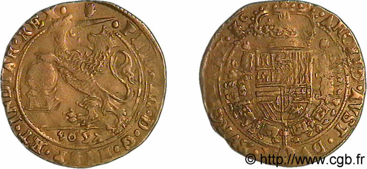 SPANISH NETHERLANDS - DUCHY OF BRABANT - PHILIP IV Souverain ou lion d or 1657 Anvers XF