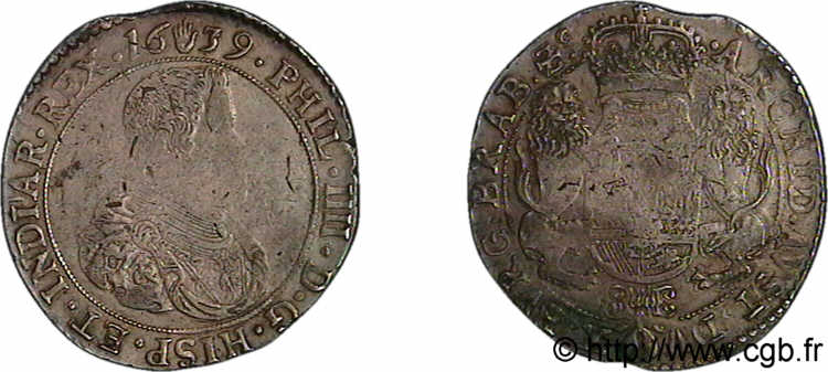 SPANISH NETHERLANDS - DUCHY OF BRABANT - PHILIP IV Ducaton, 2e type 1639 Anvers XF