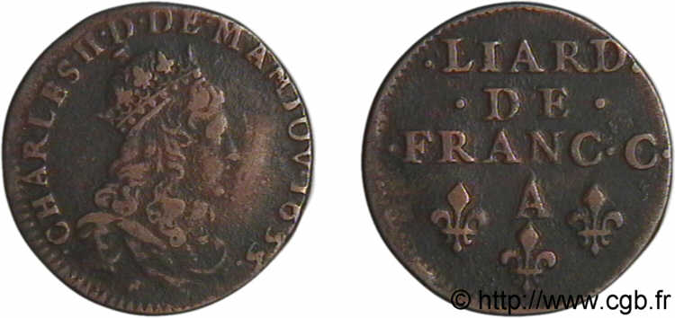 ARDENNES - PRINCIPALITY OF ARCHES-CHARLEVILLE - CHARLES II GONZAGA Liard XF