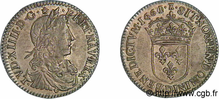 LOUIS XIV  THE SUN KING  Douzième d écu au buste juvénile 1er type 1661 Lyon SC