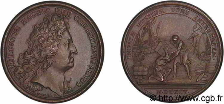 LOUIS XIV LE GRAND OU LE ROI SOLEIL Médaille BR 41, Trésor des Indes enlevé par le marquis de Nesmond SUP