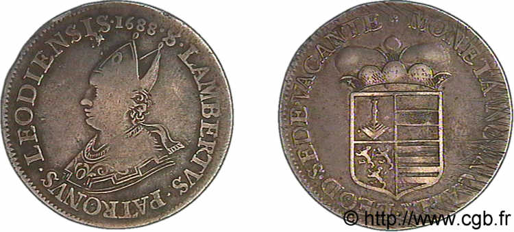 LIEGE - EPISCOPAL PRINCIPALITY OF LIEGE - VACANT CHAIR Patagon 1688 Liège VF