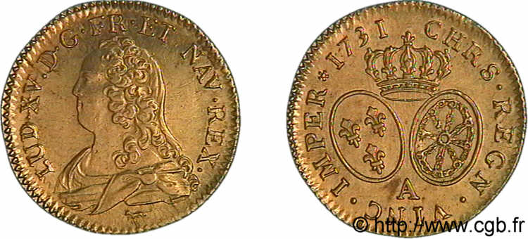 LOUIS XV DIT LE BIEN AIMÉ Louis d or aux écus ovales, buste habillé 1731 Paris SPL