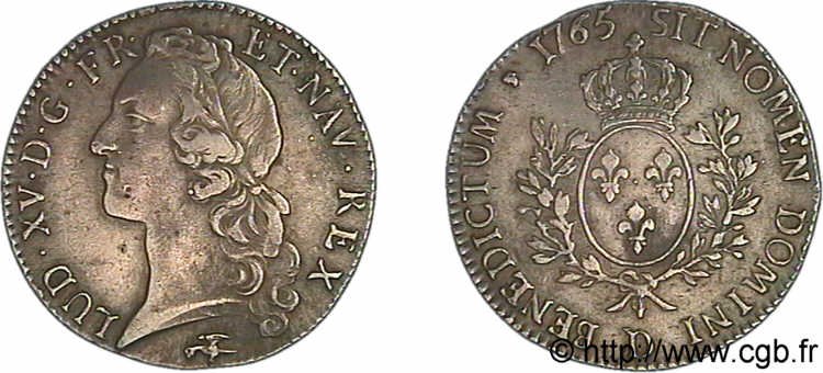 LOUIS XV DIT LE BIEN AIMÉ Écu dit &nbsp;au bandeau&nbsp; 1765 Lyon TTB