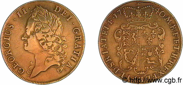 GRAN BRETAGNA - GIORGIO II Double guinée (two guineas) 1740 Londres XF
