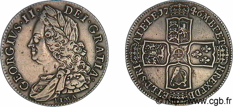 GRANDE-BRETAGNE - GEORGES II Demi-couronne 1746 Londres TTB+