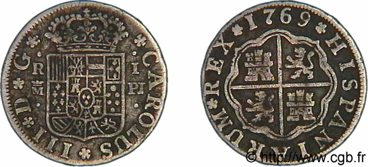 SPAIN - KINGDOM OF SPAIN - CHARLES III Réal 1769 Madrid XF