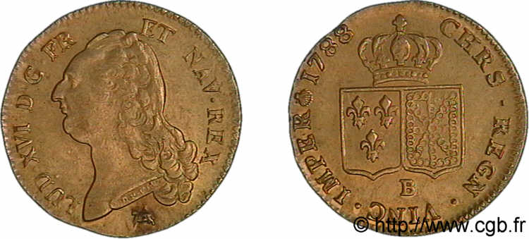 LOUIS XVI Double louis d’or aux écus accolés 1788 Rouen AU