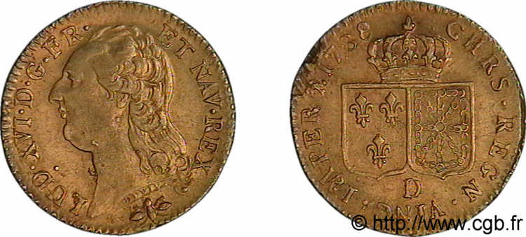 LOUIS XVI Louis d or aux écus accolés 1788 Lyon EBC