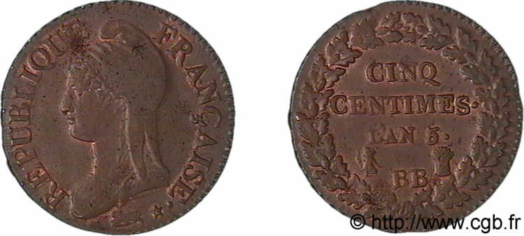 Cinq centimes Dupré, grand module 1797 Strasbourg F.115/20 AU 