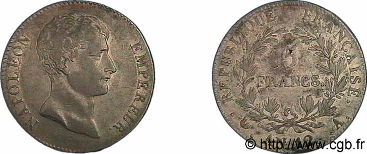 5 francs Napoléon empereur, type intermédiaire 1804 Paris F.302/1 TTB 