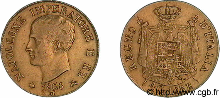 40 lires en or 1er type 1808 Milan F.1311/ XF 
