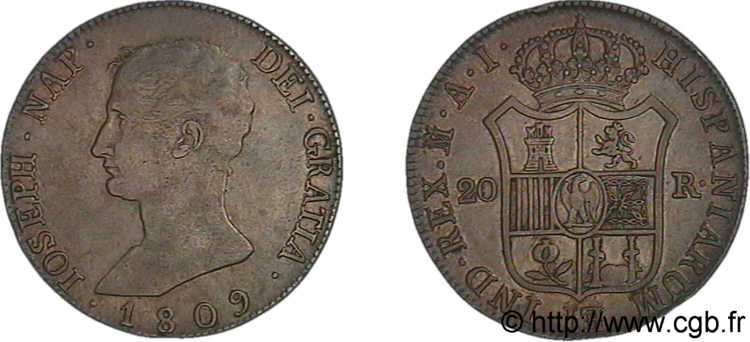 20 reales 1er type 1809 Madrid F.2066/ MBC 