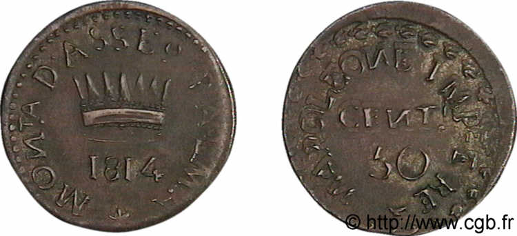 SIEGE OF PALMANOVA 50 centesimi 1814  XF 