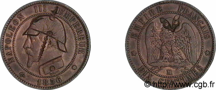 Monnaie satirique, module de 10 centimes, regravée 1856 Marseille F.133/15 BB 