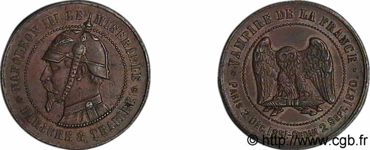 Monnaie satirique, module de 10 centimes 1870  F./ BB 