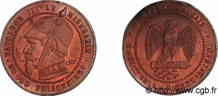 Monnaie satirique, module de 5 centimes 1870  F./ SC 