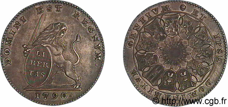 BELGIQUE - ÉTATS UNIS DE BELGIQUE Écu de trois florins 1790 Bruxelles MS 