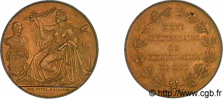 BELGIQUE - ROYAUME DE BELGIQUE - LÉOPOLD Ier 40 francs vingt-cinquième anniversaire de règne 1856 Bruxelles AU 