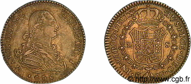 SPAIN - KINGDOM OF SPAIN - CHARLES IV 2 escudos en or 1798 M couronné, Madrid XF 