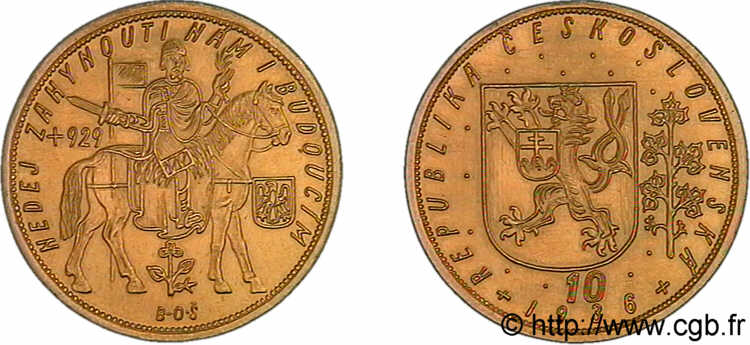 CZECHOSLOVAKIA - REPUBLIC 10 dukatu ou ducats d or 1936 Prague MS 