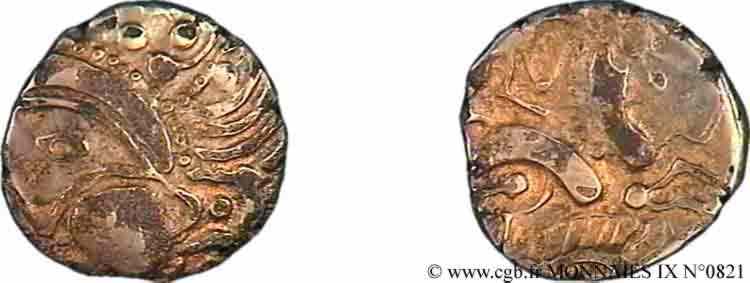 GALLIEN - AULERCI EBUROVICES (Region die Évreux) Hémistatère au sanglier (fourré, bronze doré) SS