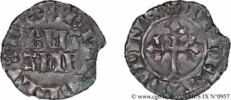 DUCHY OF BRITTANY - CHARLES OF BLOIS Double denier SS