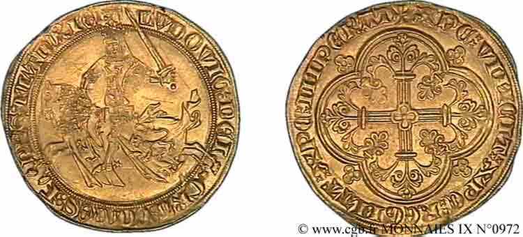 COUNTY OF FLANDRE - LOUIS OF MALE Franc à cheval c. 1361/4 Gand AU