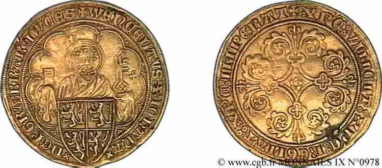 BRABANT - DUCHÉ DE BRABANT - JEANNE ET WENCESLAS Pieter d or ou gouden peter ou piètre d or c. 1380-1381 Louvain TTB+