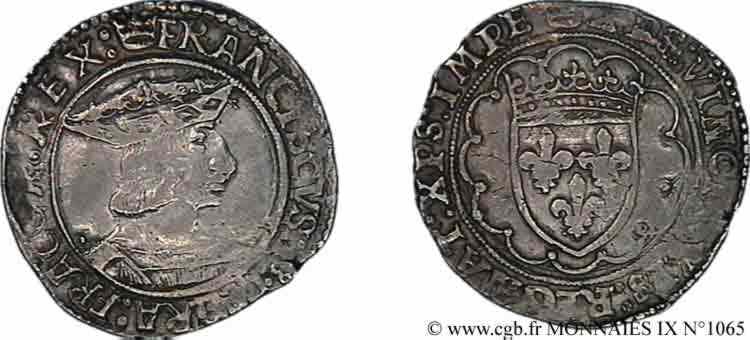 FRANÇOIS IER LE RESTAURATEUR DES LETTRES Teston, 3e type c. 1515-1540 Paris TTB