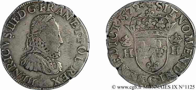 HENRI III Teston 3e type, col fraisé 1575 Poitiers TTB