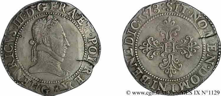 HENRY III Franc au col plat 1578 Poitiers AU