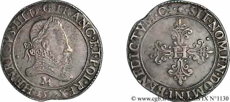 HENRY III Franc au col fraisé 1583 Toulouse BB/q.SPL