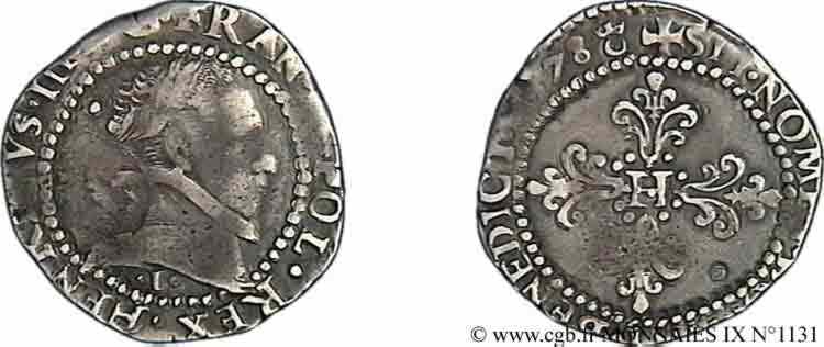 HENRI III Demi-franc au col plat 1578 Limoges TB+