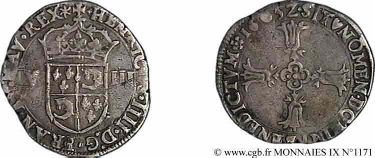 HENRY IV Huitième d écu du Dauphiné 1603 Grenoble XF