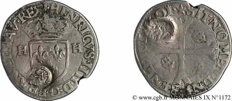 HENRI IV LE GRAND Douzain aux deux H, 1er type, contremarqué en quinzain sous Louis XIII 1601 Chambéry TB+
