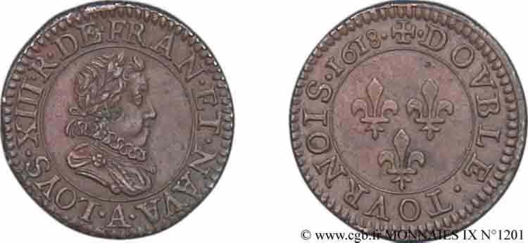 LOUIS XIII  Piéfort quadruple du double tournois 1618 Paris VZ