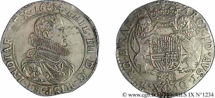 SPANISH NETHERLANDS - DUCHY OF BRABANT - PHILIP IV Ducaton, 1er type 1634 Anvers AU