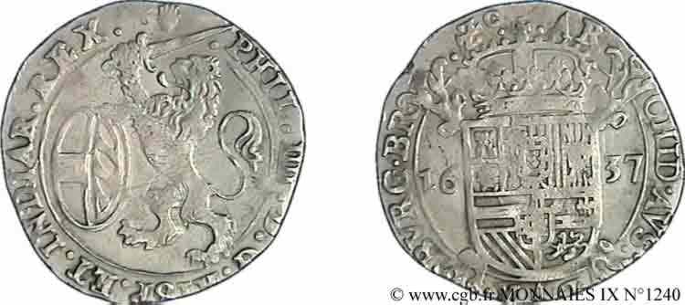 SPANISH NETHERLANDS - DUCHY OF BRABANT - PHILIP IV Escalin 1637 Anvers AU